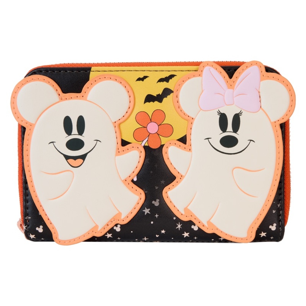 Mickey & Minnie Floral Ghost Glow Zip Around Wallet